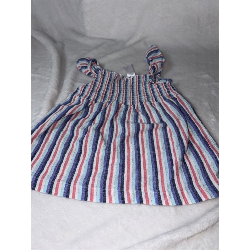 Carter's girl's striped‎ smocked tank top flutter sleeves Size 6 Summer Vacation
